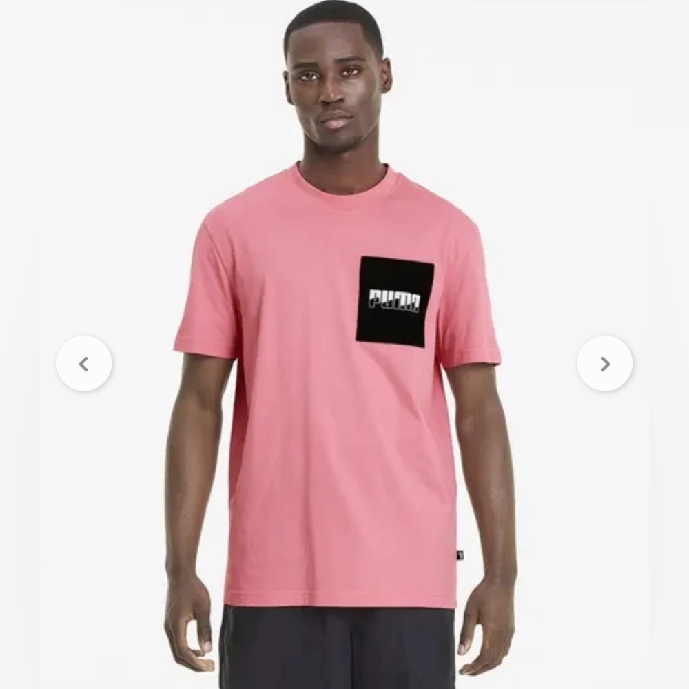Puma Men's Pink Tee with Black Pocket Sz:XXL